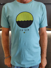Load image into Gallery viewer, 2020 Fatum Telescope Tee in Sea Blue.  Model is wearing an L and is 186cm tall at 85kg. (6&#39;1&quot; and 14 st)