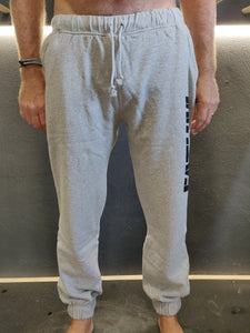 Fatum Chill Pants in Concrete. Model is wearing an L and is 186cm and 86kg.
